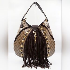 CE14 💖 Gucci Crystal Monogram Fringe Babouska Hobo
